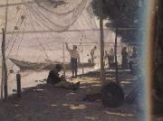Francois Bocion Fishermen Mending Their Fishing Nets (nn02) oil painting picture wholesale